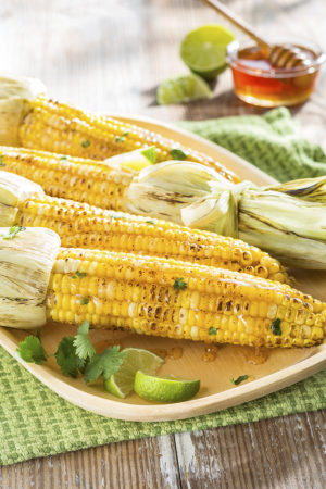 Grilled corn with spiced honey butter