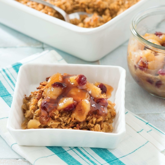 Baked Oatmeal with Cranberry Apple Compote