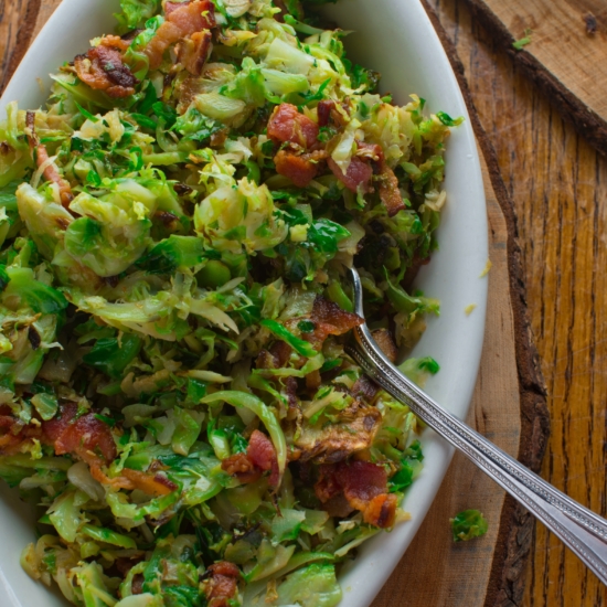 Brussels Sprouts Salad with Bacon Honey Vinaigrette