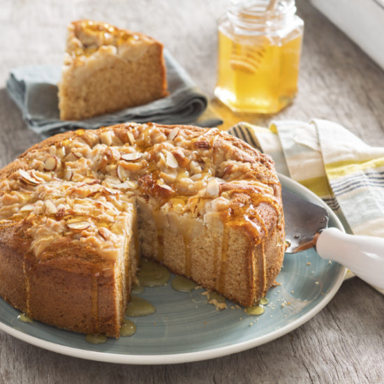 Honey Almond Coffee Cake with Almond-Honey Streusel Topping