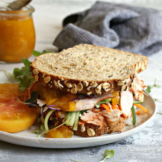 Loaded Turkey Sandwich with Sweet and Spicy Mango Honey Sauce