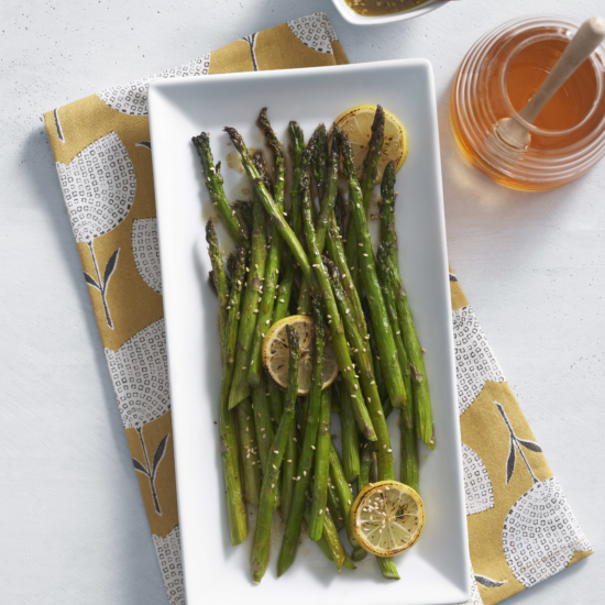 Honey Grilled Asparagus with Lemony Soy Dressing