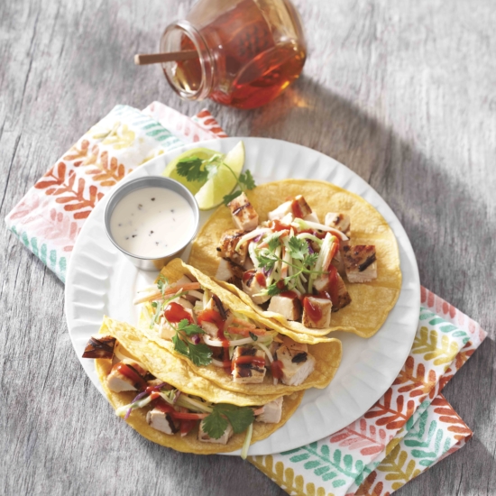 Honey Lime Chicken Tacos with Sriracha