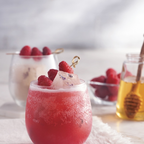 Raspberry Lime Fizz with Honey Lavender Ice Floats
