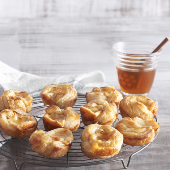 Spicy Honey Butter Pastry Knots with Gruyere