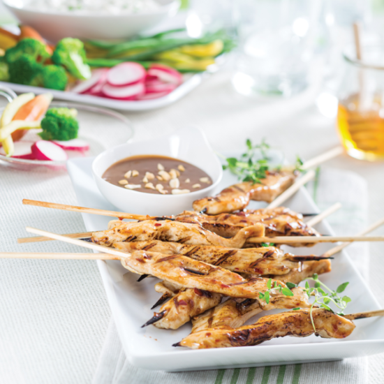 Grilled Chicken Satay with Honey Peanut Sauce