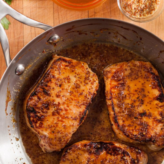 Honey and Whole Grain Mustard-Glazed Pork Chop