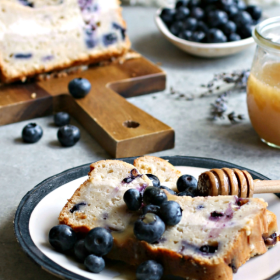 Honey Blueberry Bread with Cream Cheese Swirl