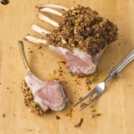 Rack of Lamb with a Coffee and Avocado Honey Crust